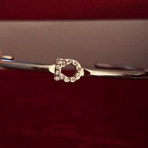 🌷Ferragamo Silver Rhinestone Open Bangle